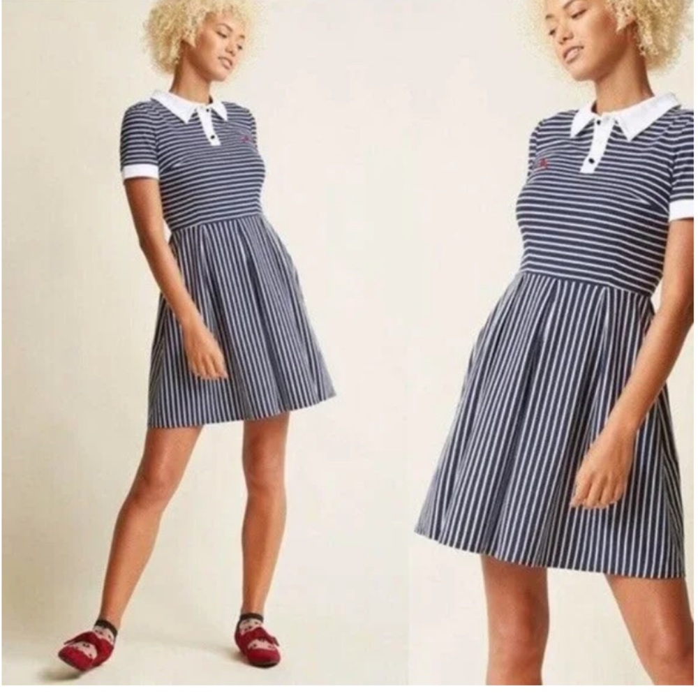 Modcloth cultivated quirk striped polo shirt dress